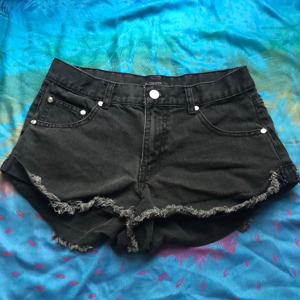 Black jean shorts